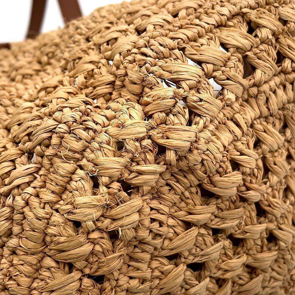 Saint Laurent Paris Pannier Crochet Raffia Basket Bag Beige Brown - Picture 8 of 13